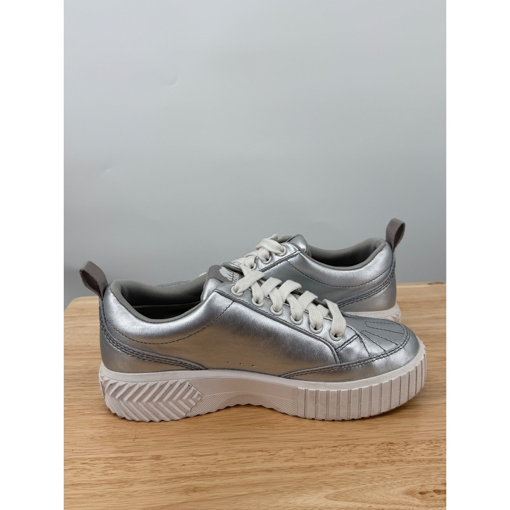 Sorel Womens ONA Ave Low Waterproof Leather Platform Sneaker Silver Sea Salt Sz8 - Picture 10 of 10